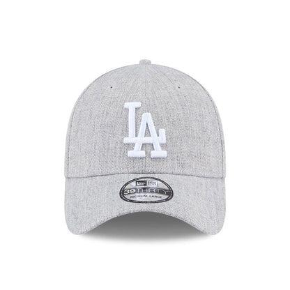 Pictured is this MLB Heather LA Dodgers 39THIRTY Stretch Fit cap in grey. 2