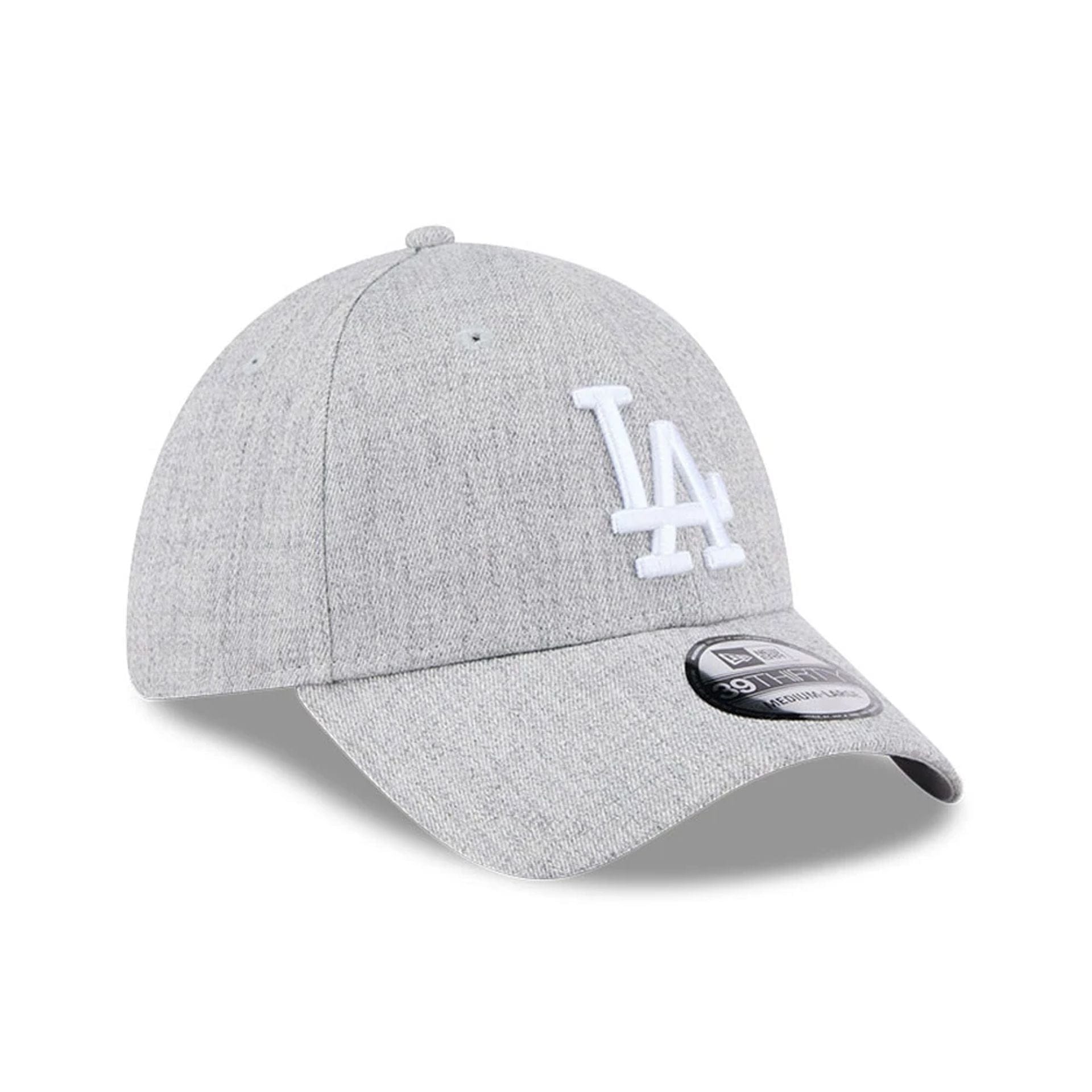 Pictured is this MLB Heather LA Dodgers 39THIRTY Stretch Fit cap in grey. 3