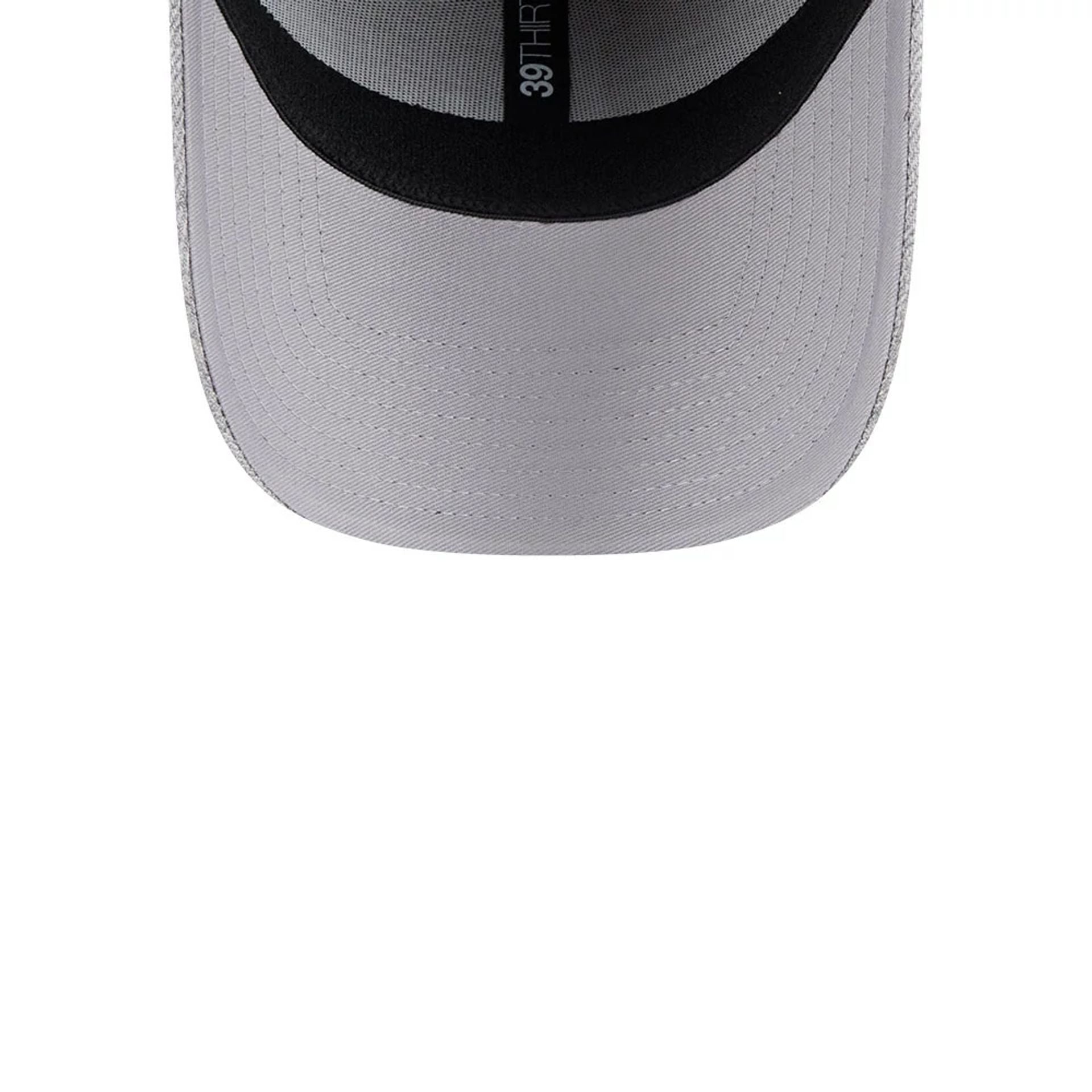 Pictured is this MLB Heather LA Dodgers 39THIRTY Stretch Fit cap in grey. 6