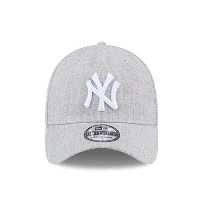 Pictured is this MLB Heather New York Yankees 39THIRTY Stretch Fit cap in grey. 2