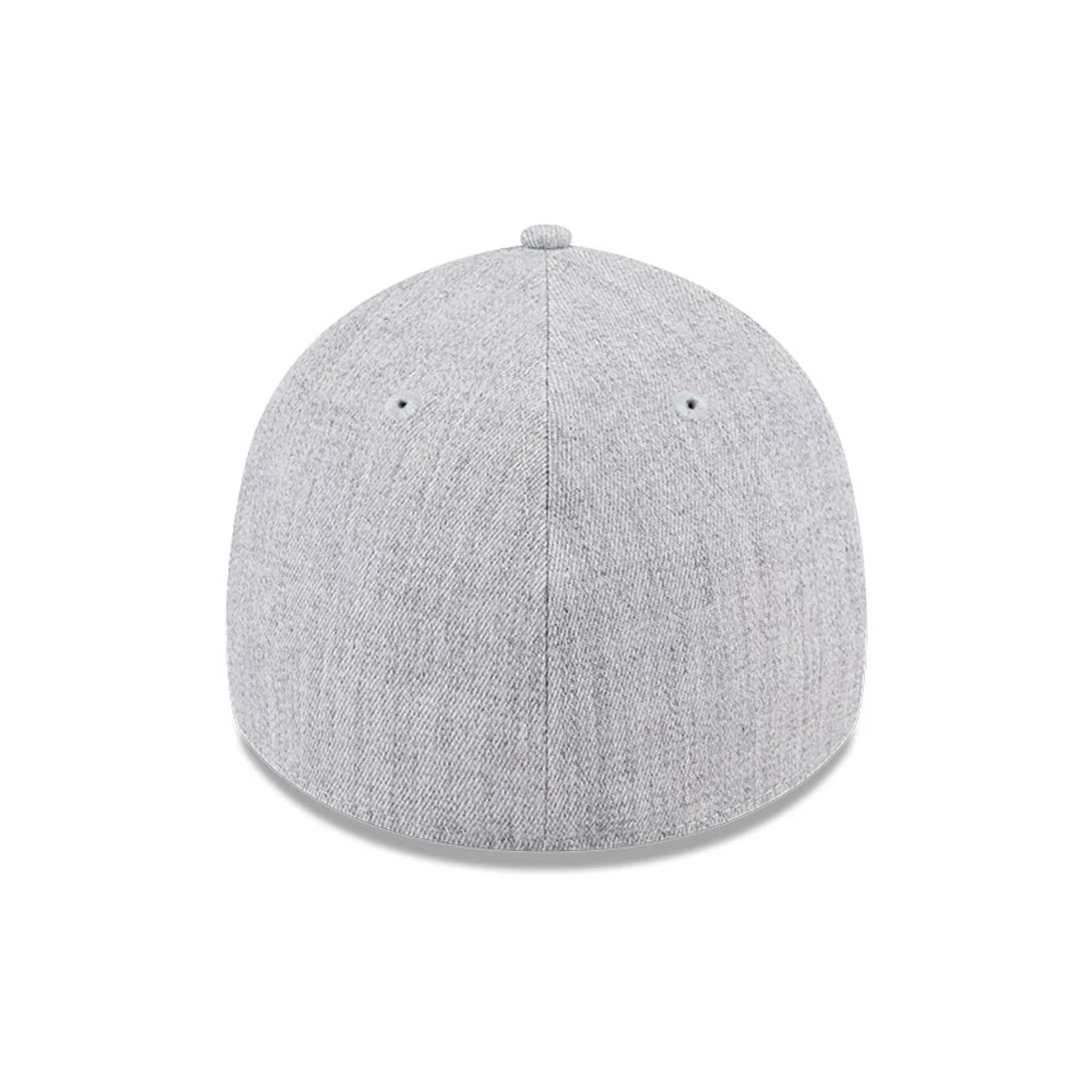 Pictured is this MLB Heather New York Yankees 39THIRTY Stretch Fit cap in grey. 6