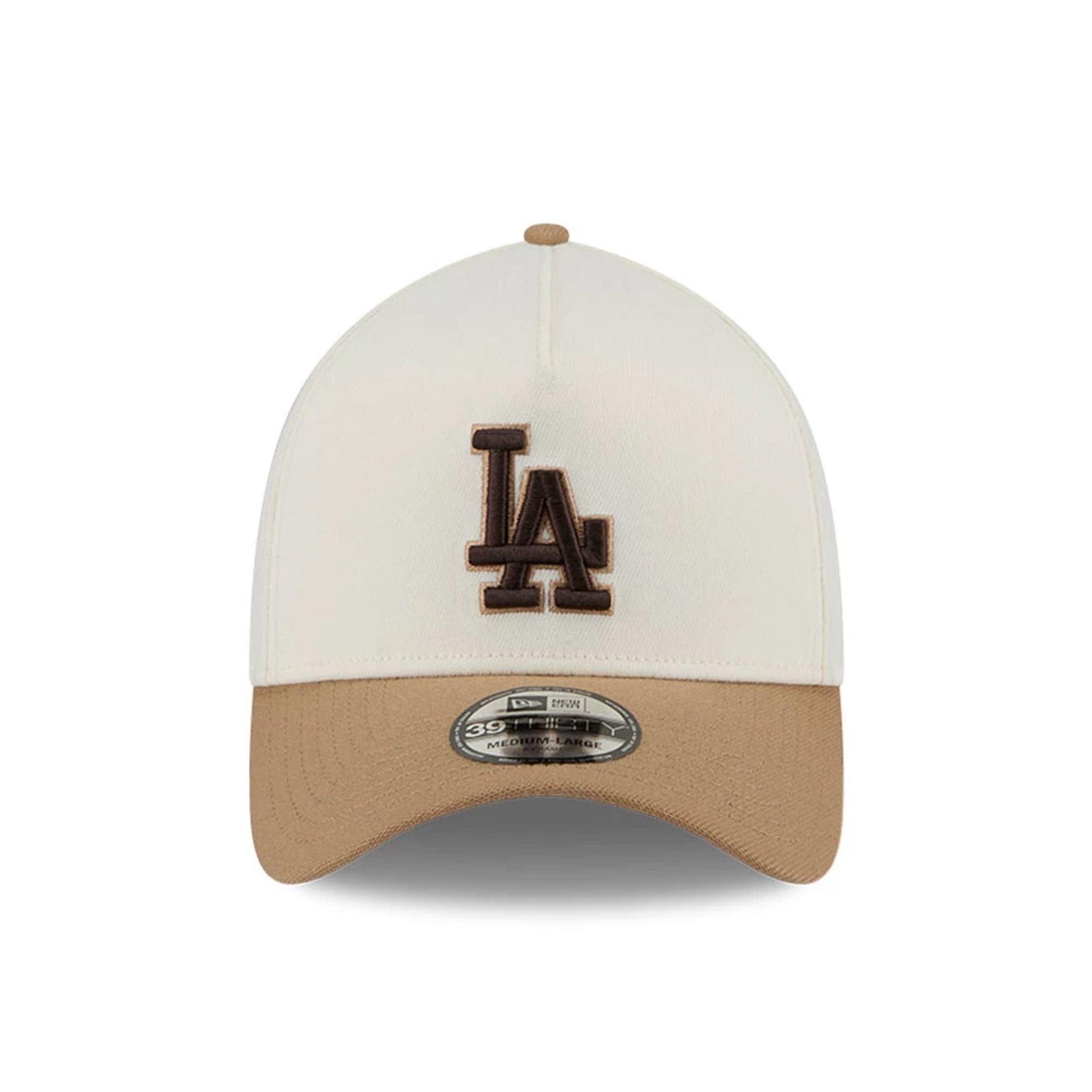 Pictured is this MLB Sandy Bay LA Dodgers 39THIRTY A-Frame Stretch Fit cap in white. 3