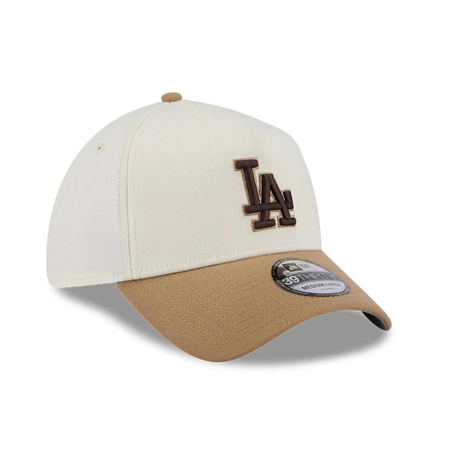 Pictured is this MLB Sandy Bay LA Dodgers 39THIRTY A-Frame Stretch Fit cap in white. 4