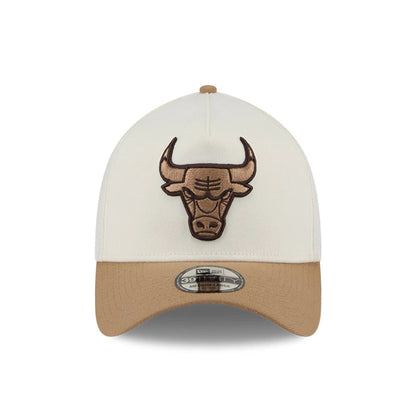 Pictured is this NBA Sandy Bay Chicago Bulls 39THIRTY A-Frame Stretch Fit cap in white. 3