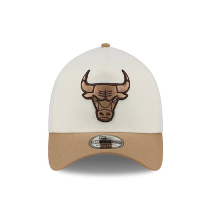Pictured is this NBA Sandy Bay Chicago Bulls 39THIRTY A-Frame Stretch Fit cap in white. 3