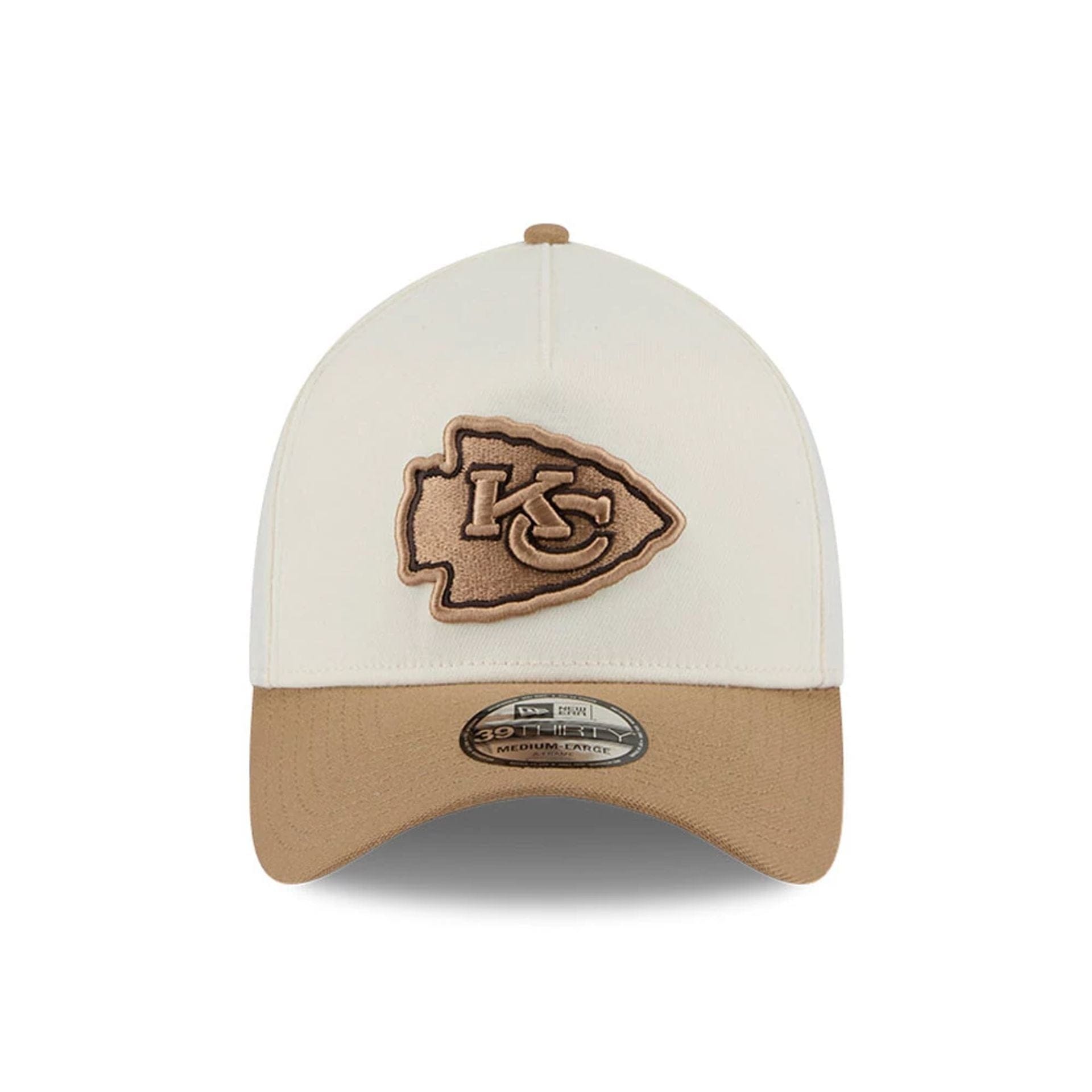 Pictured is this NFL Sandy Bay Kansas City Chiefs 39THIRTY A-Frame Stretch Fit cap in white. 3