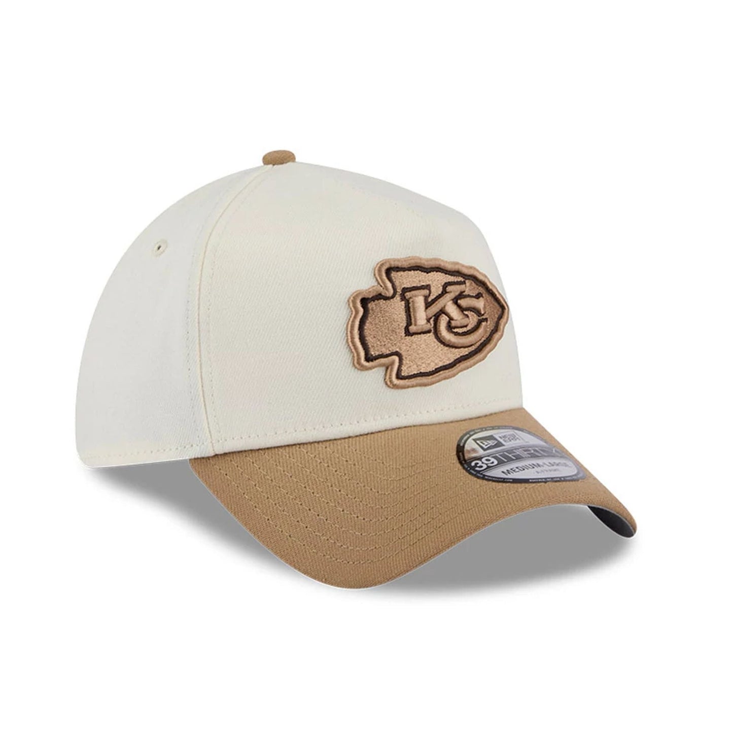 Pictured is this NFL Sandy Bay Kansas City Chiefs 39THIRTY A-Frame Stretch Fit cap in white. 4