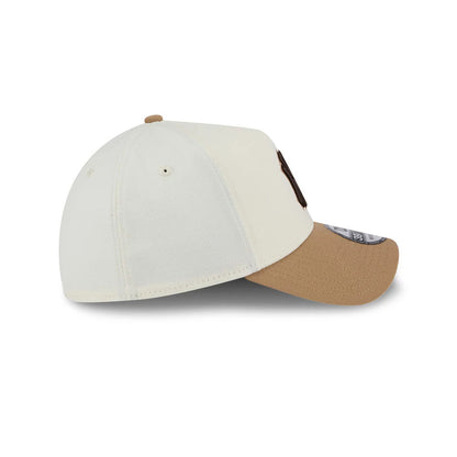 Pictured is this MLB Sandy Bay New York Yankees 39THIRTY A-Frame Stretch Fit cap in white. 6