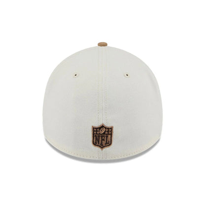 Pictured is this NFL Sandy Bay Las Vegas Raiders 39THIRTY A-Frame Stretch Fit cap in white. 7
