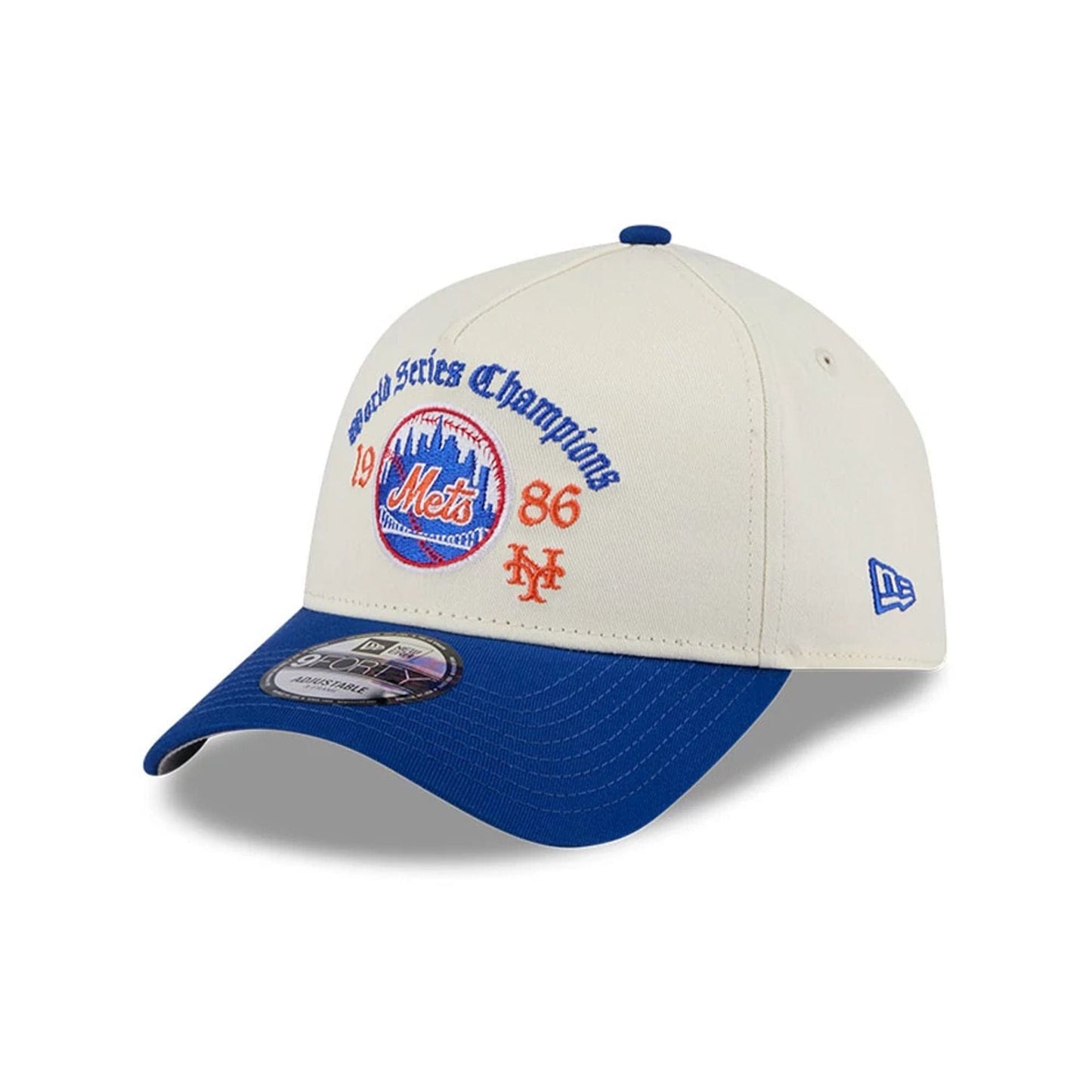 Pictured is this MLB Old English New York Mets 9FORTY A-Frame cap in white. 4