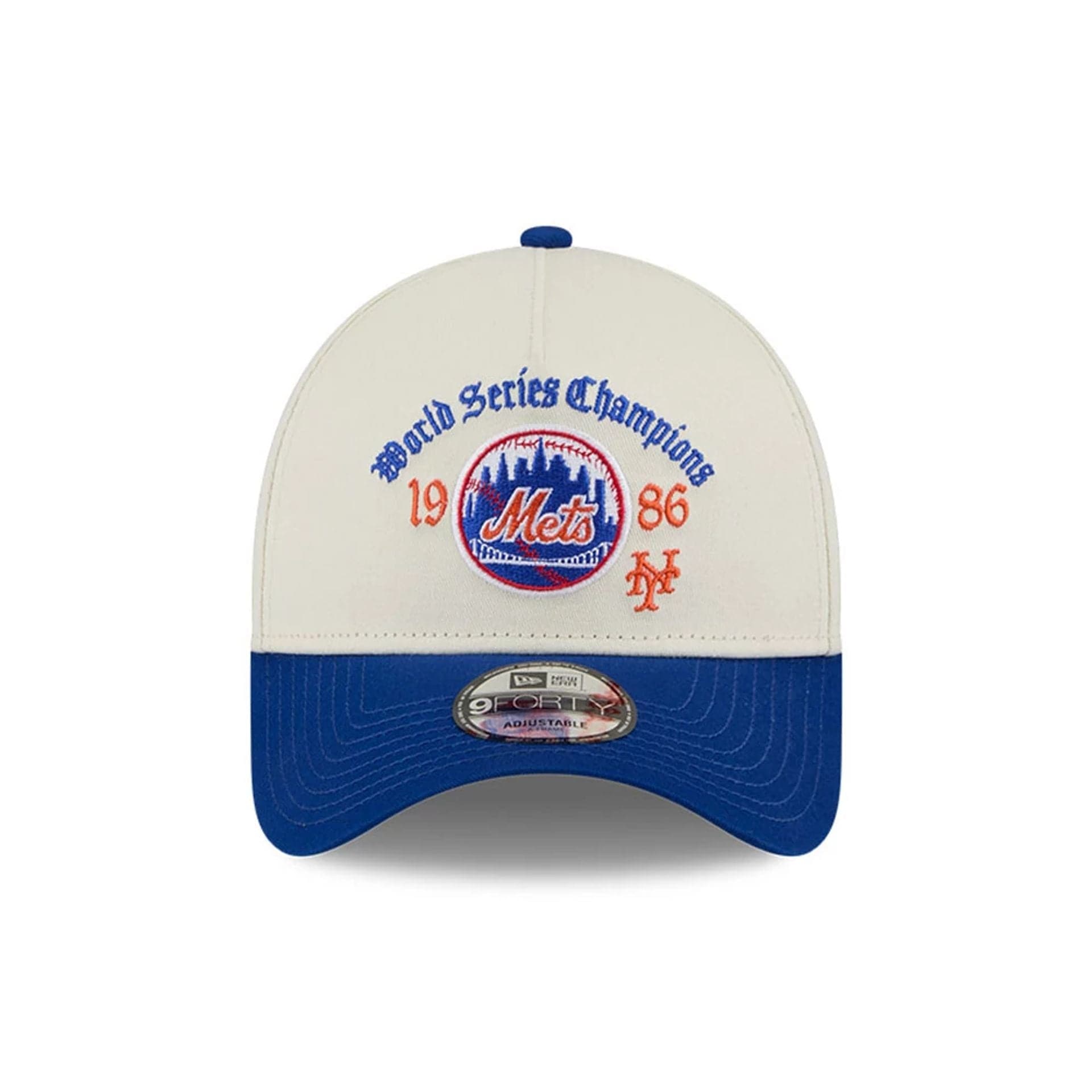 Pictured is this MLB Old English New York Mets 9FORTY A-Frame cap in white. 3