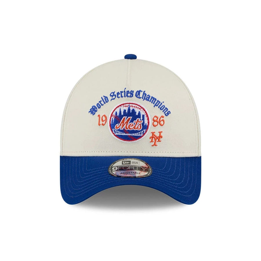 Pictured is this MLB Old English New York Mets 9FORTY A-Frame cap in white. 3