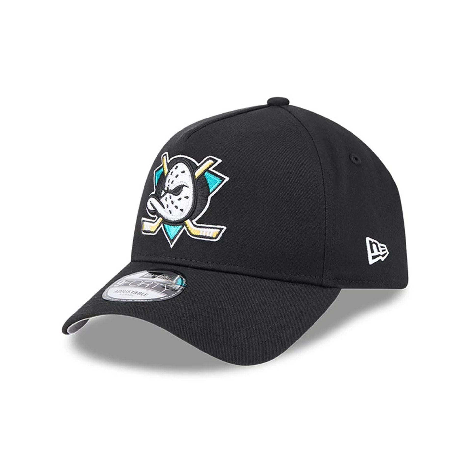 Pictured is this NHL Retro Anaheim Ducks 9FORTY A-Frame cap in black. 1