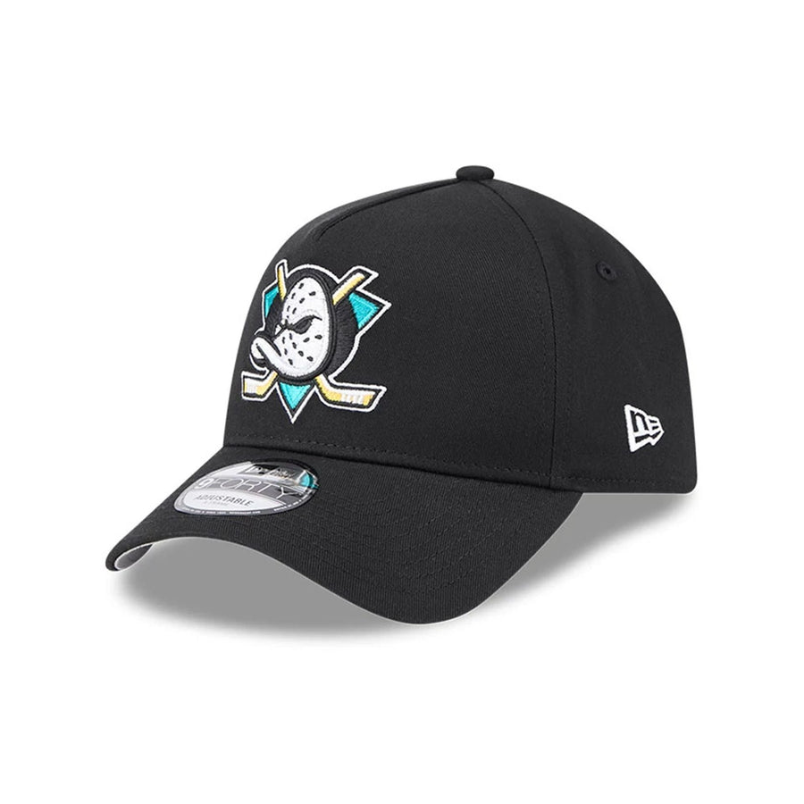 Pictured is this NHL Retro Anaheim Ducks 9FORTY A-Frame cap in black. 1