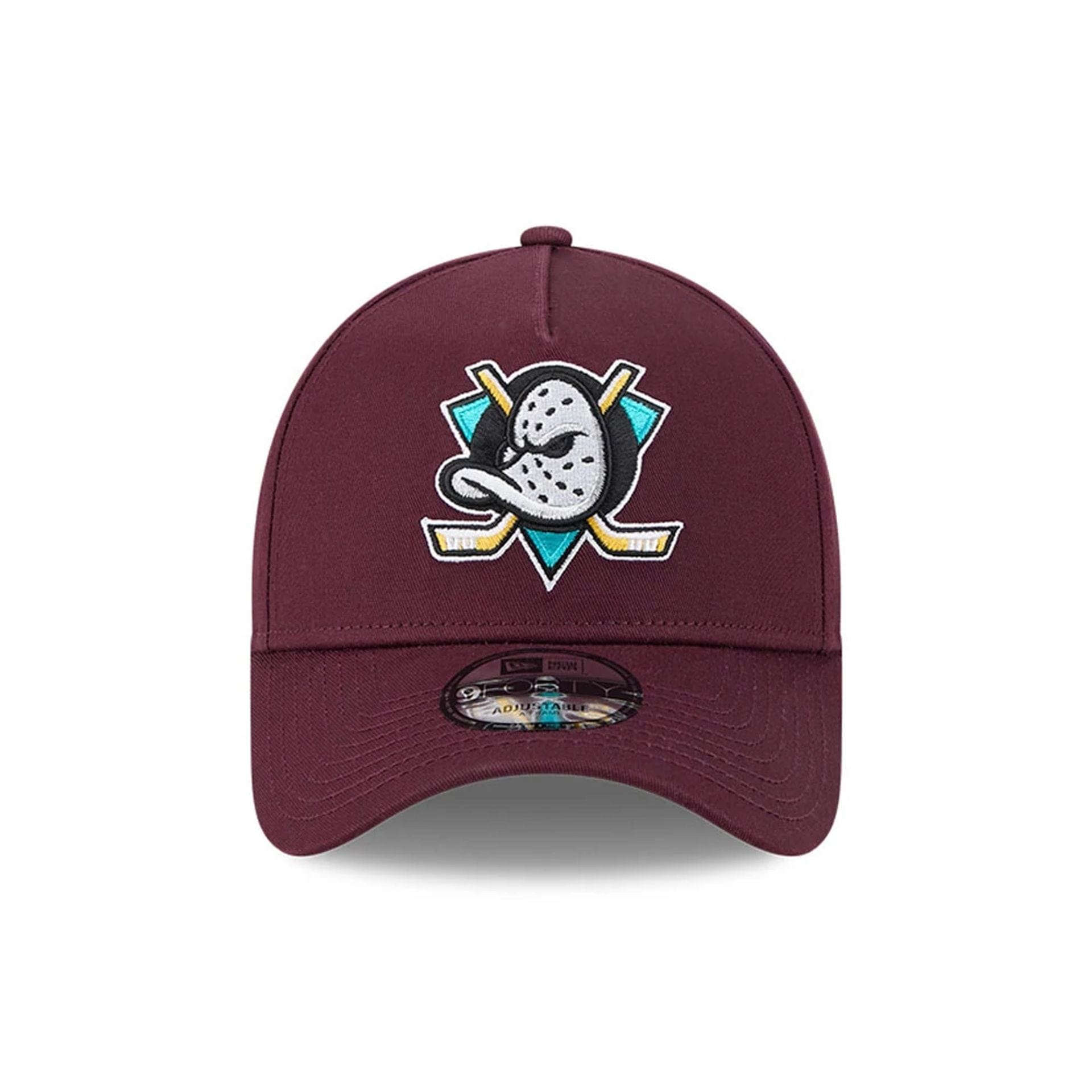 Pictured is this NHL Retro Anaheim Ducks 9FORTY A-Frame cap in dark purple. 3