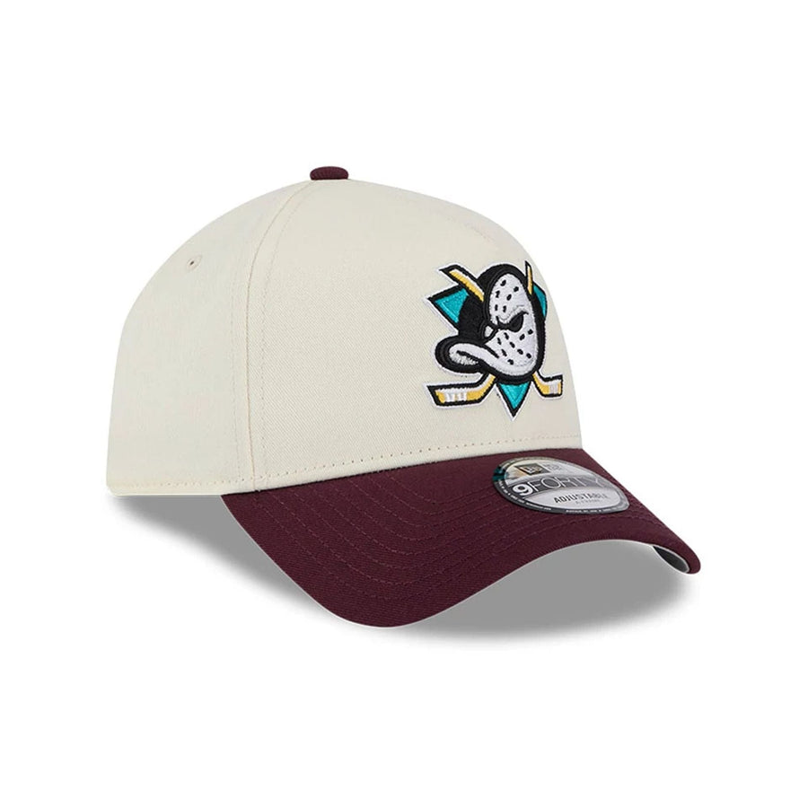 Pictured is this NHL Retro Anaheim Ducks 9FORTY A-Frame cap in white. 4