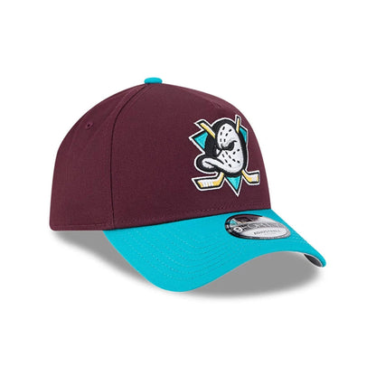 Pictured is this NHL Retro Anaheim Ducks 9FORTY A-Frame cap in burgundy. 4