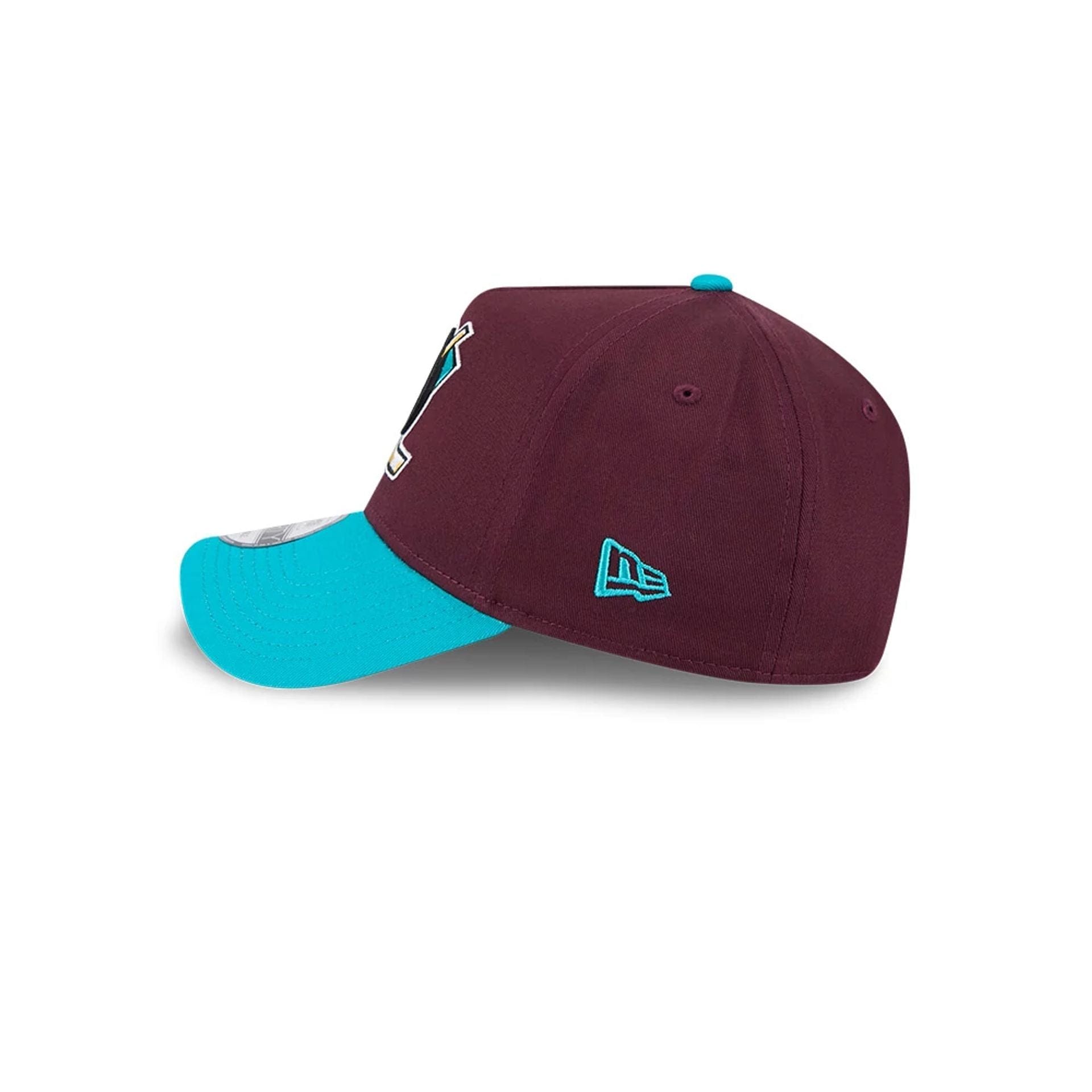 Pictured is this NHL Retro Anaheim Ducks 9FORTY A-Frame cap in burgundy. 5