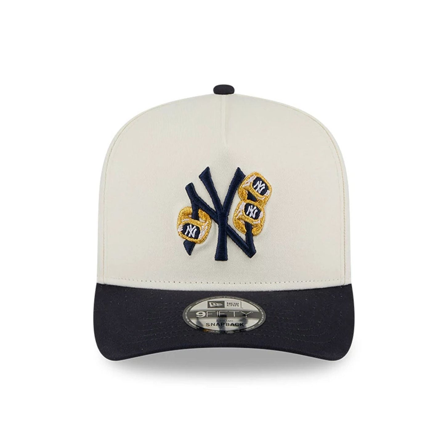 Pictured is this MLB 3 Times World Series New York Yankees 9FIFTY A-Frame Snapback cap in white. 3