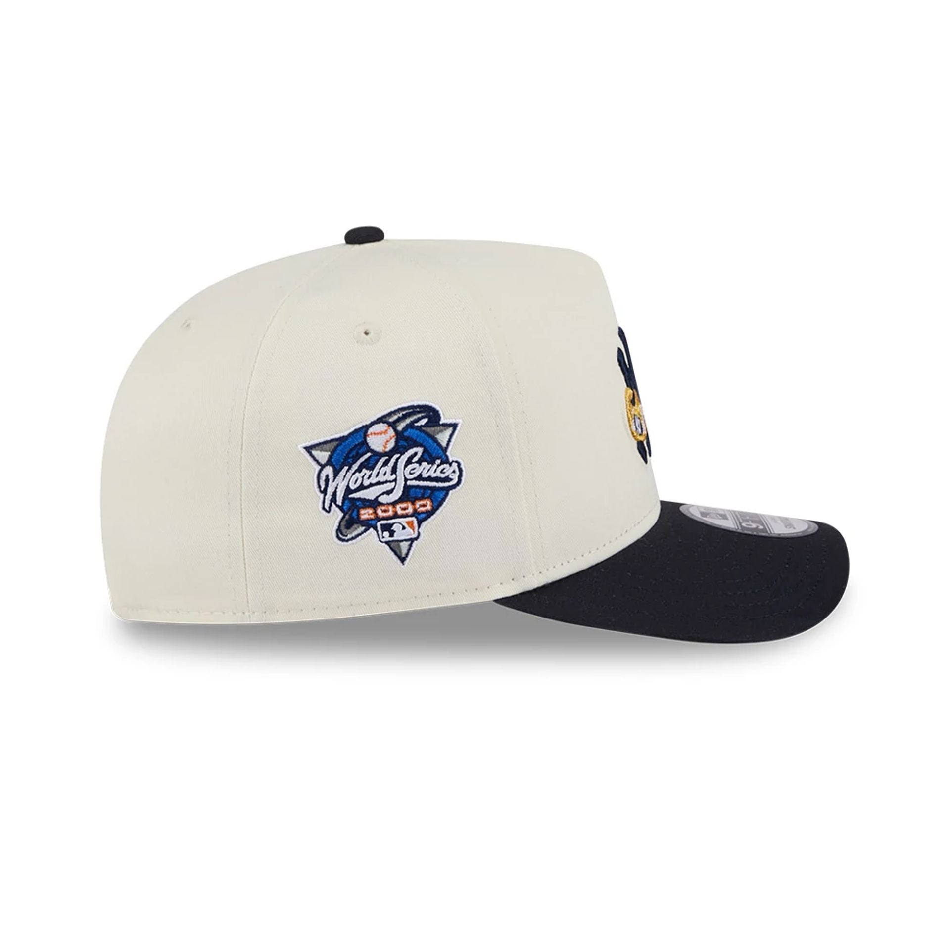 Pictured is this MLB 3 Times World Series New York Yankees 9FIFTY A-Frame Snapback cap in white. 5