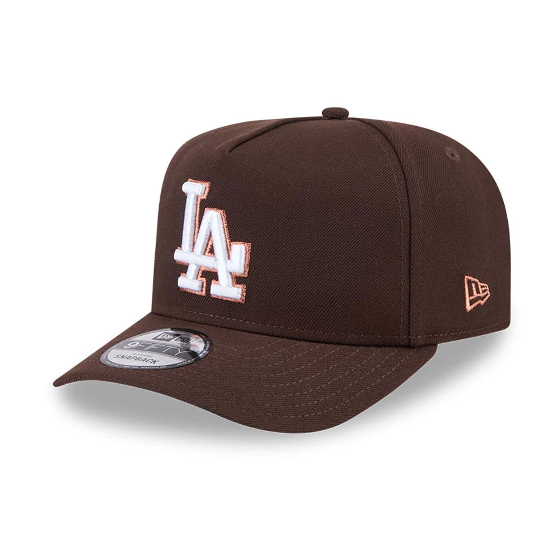 This is a LA Dodgers MLB Metallic Dark Brown 9FIFTY A-Frame Snapback Adjustable Cap 1
