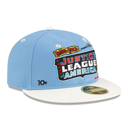 This is a Justice League Of America Pastel Blue Retro Crown 59FIFTY Fitted Cap 3