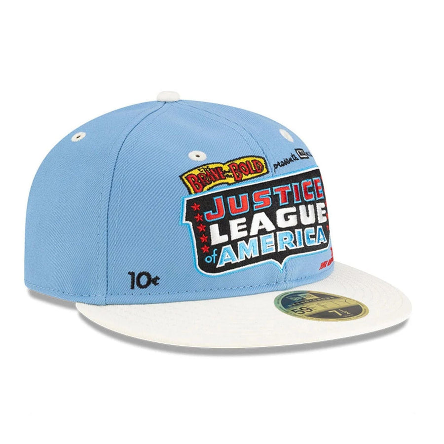 This is a Justice League Of America Pastel Blue Retro Crown 59FIFTY Fitted Cap 3