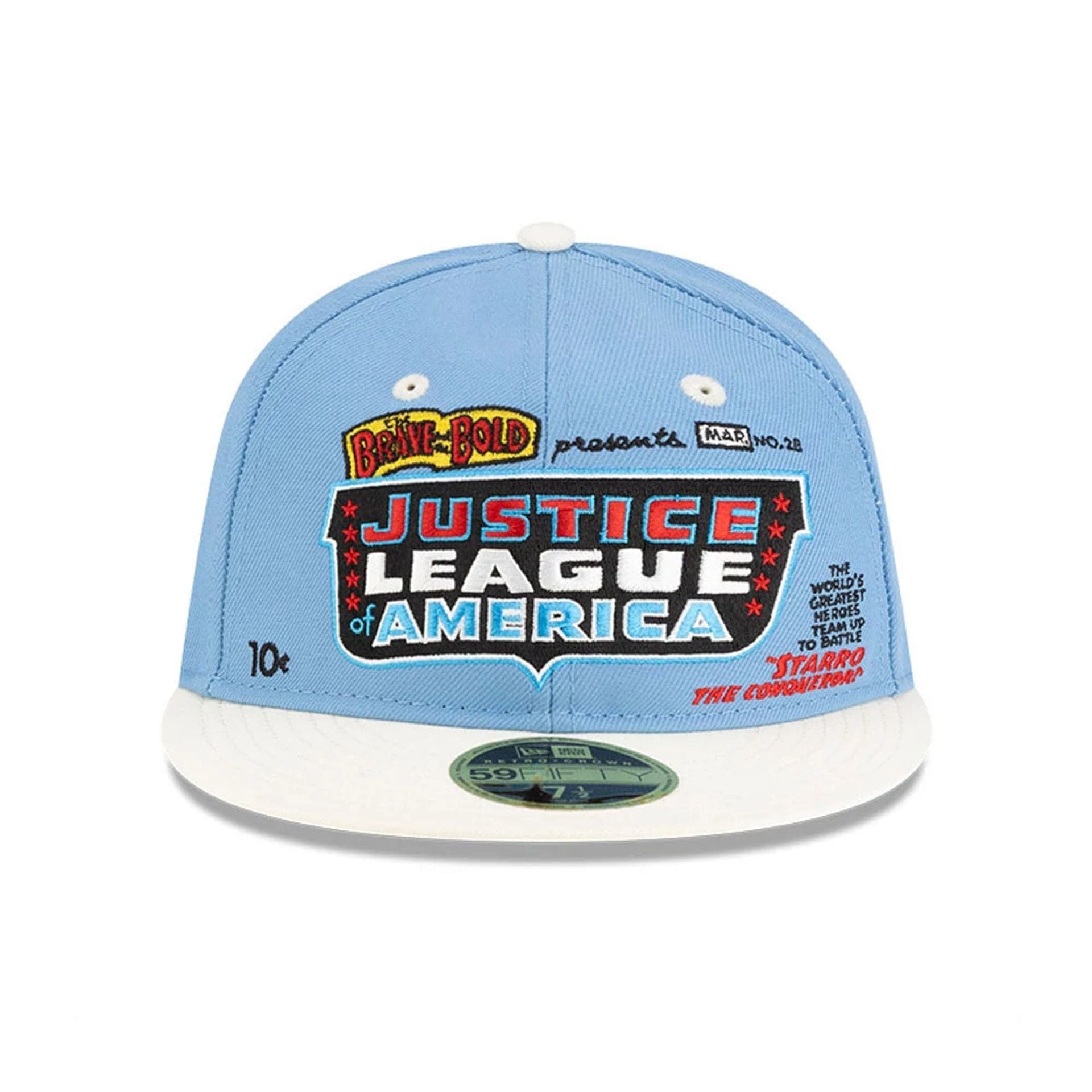 This is a Justice League Of America Pastel Blue Retro Crown 59FIFTY Fitted Cap 2