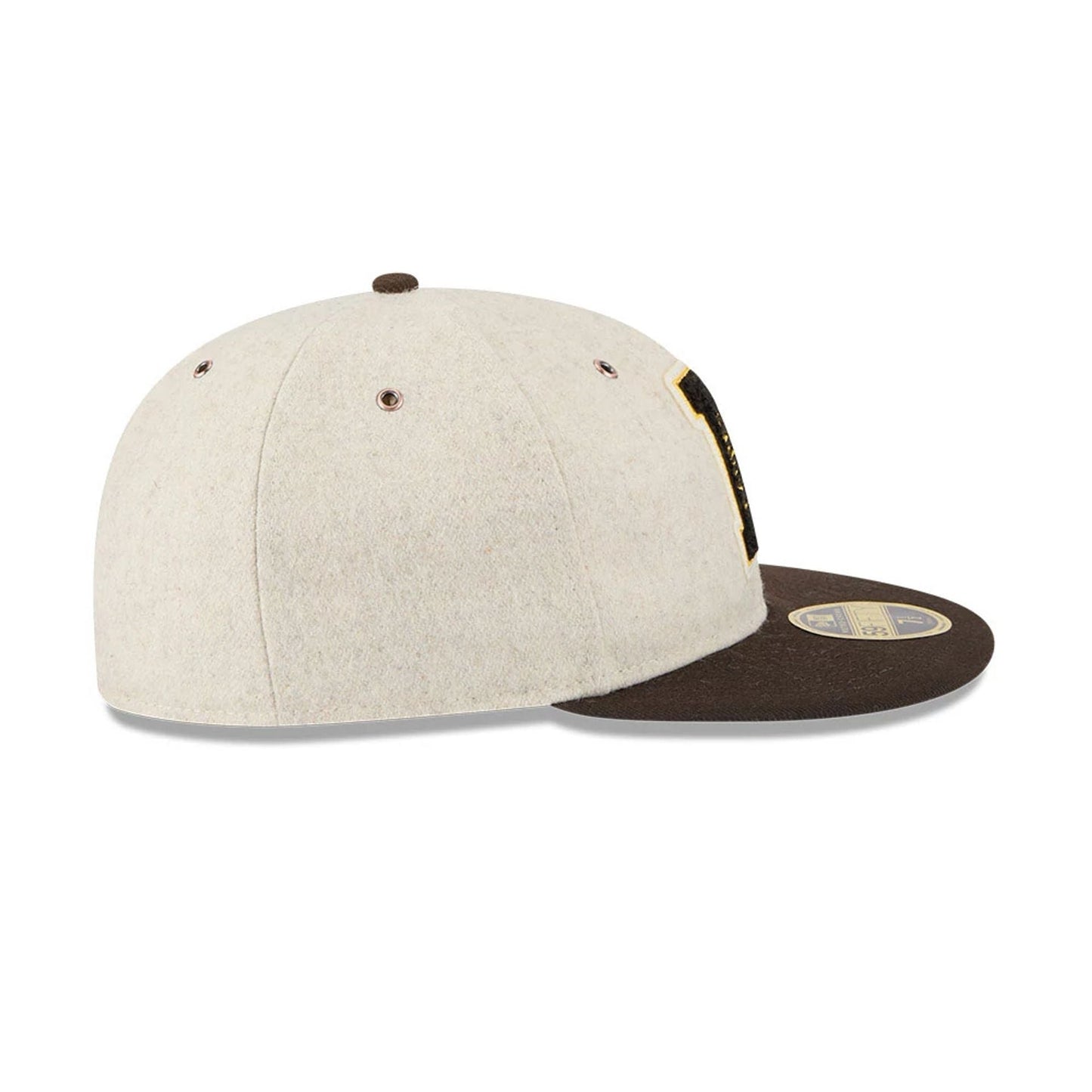 This is a San Diego Padres Wool Letterman Beige Retro Crown 59FIFTY Fitted Cap 6