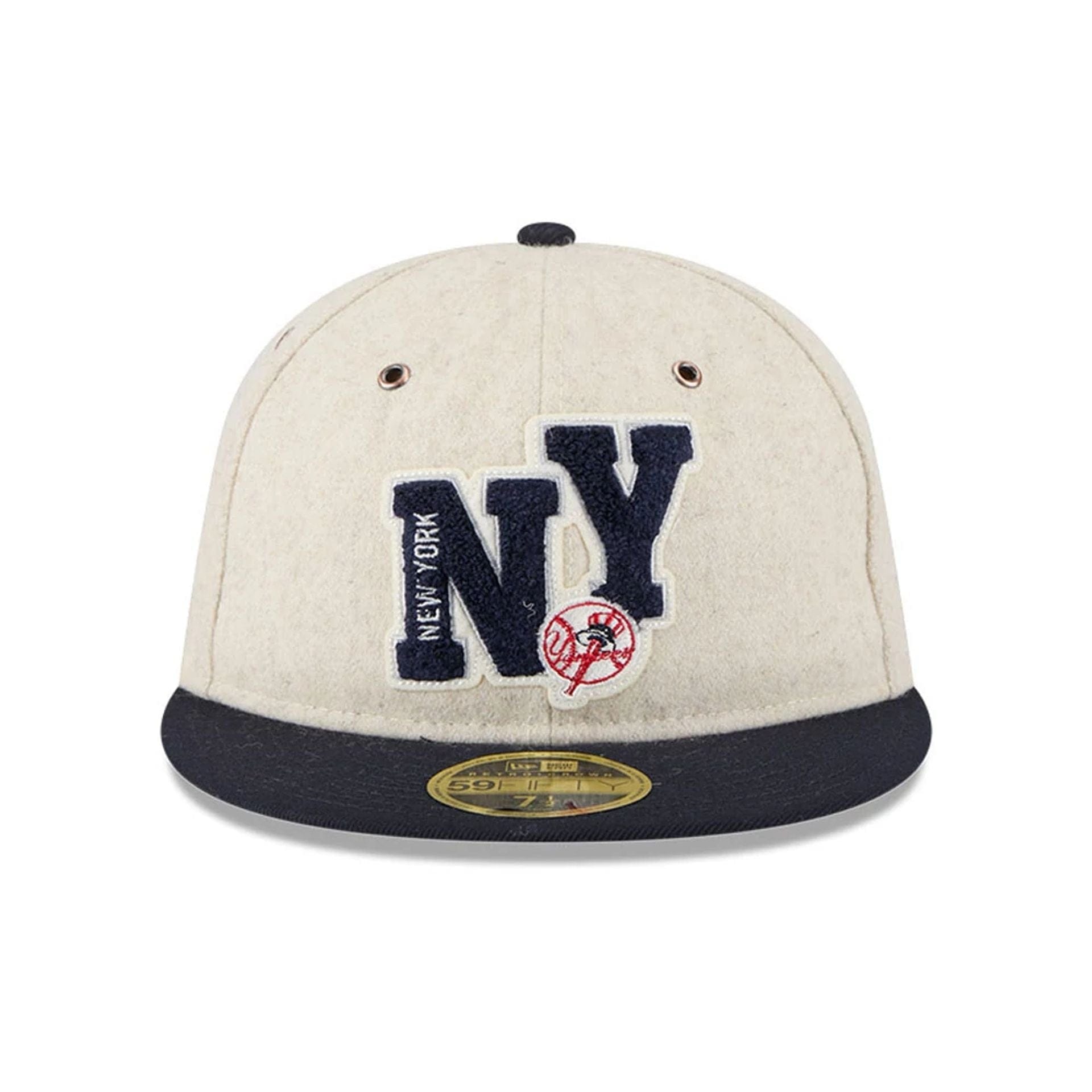 This is a New York Yankees Wool Letterman Beige Retro Crown 59FIFTY Fitted Cap 3