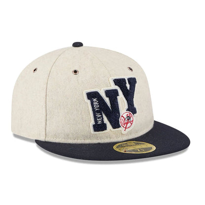 This is a New York Yankees Wool Letterman Beige Retro Crown 59FIFTY Fitted Cap 4