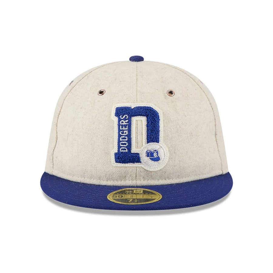 This is a Brooklyn Dodgers Wool Letterman Beige Retro Crown 59FIFTY Fitted Cap 3