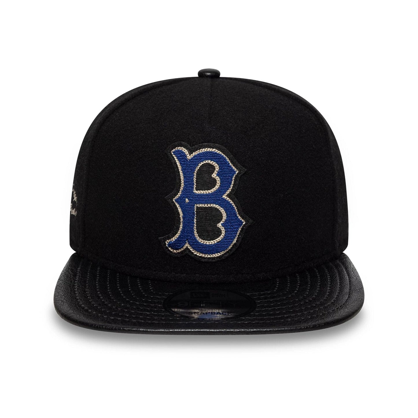 This is a Brooklyn Dodgers Wool Letterman Black 9FIFTY A-Frame Snapback Adjustable Cap 3