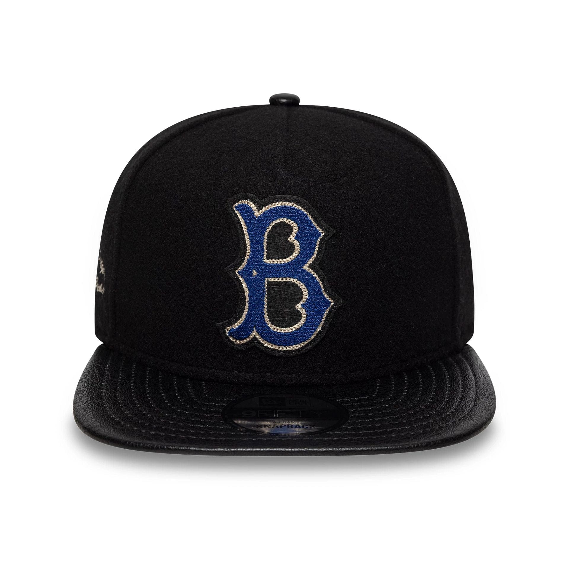 This is a Brooklyn Dodgers Wool Letterman Black 9FIFTY A-Frame Snapback Adjustable Cap 3