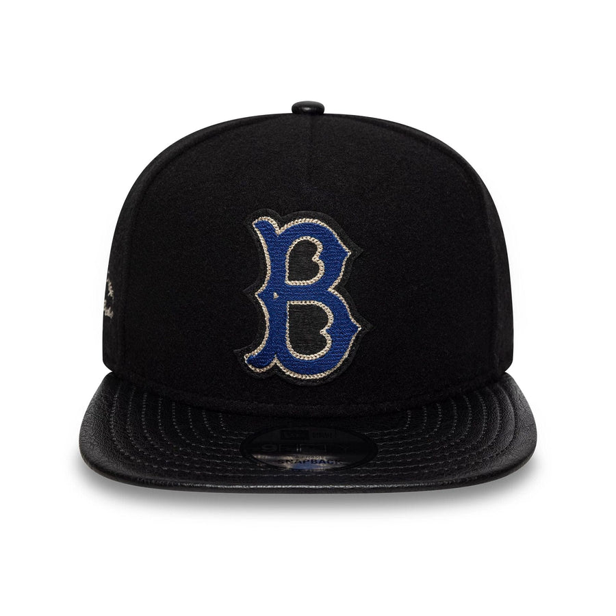 This is a Brooklyn Dodgers Wool Letterman Black 9FIFTY A-Frame Snapback Adjustable Cap 3