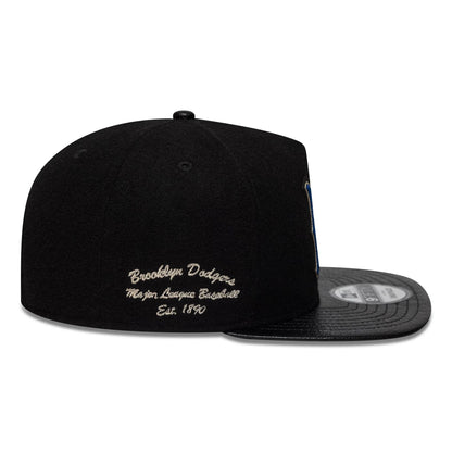 This is a Brooklyn Dodgers Wool Letterman Black 9FIFTY A-Frame Snapback Adjustable Cap 5