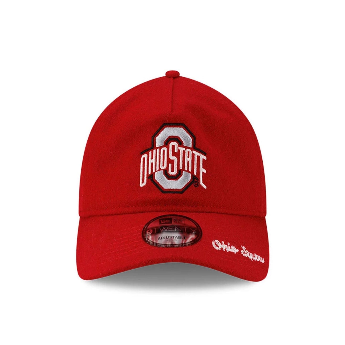 This is a Ohio State Buckeyes Wool Letterman Red 9TWENTY A-Frame Adjustable Cap 3