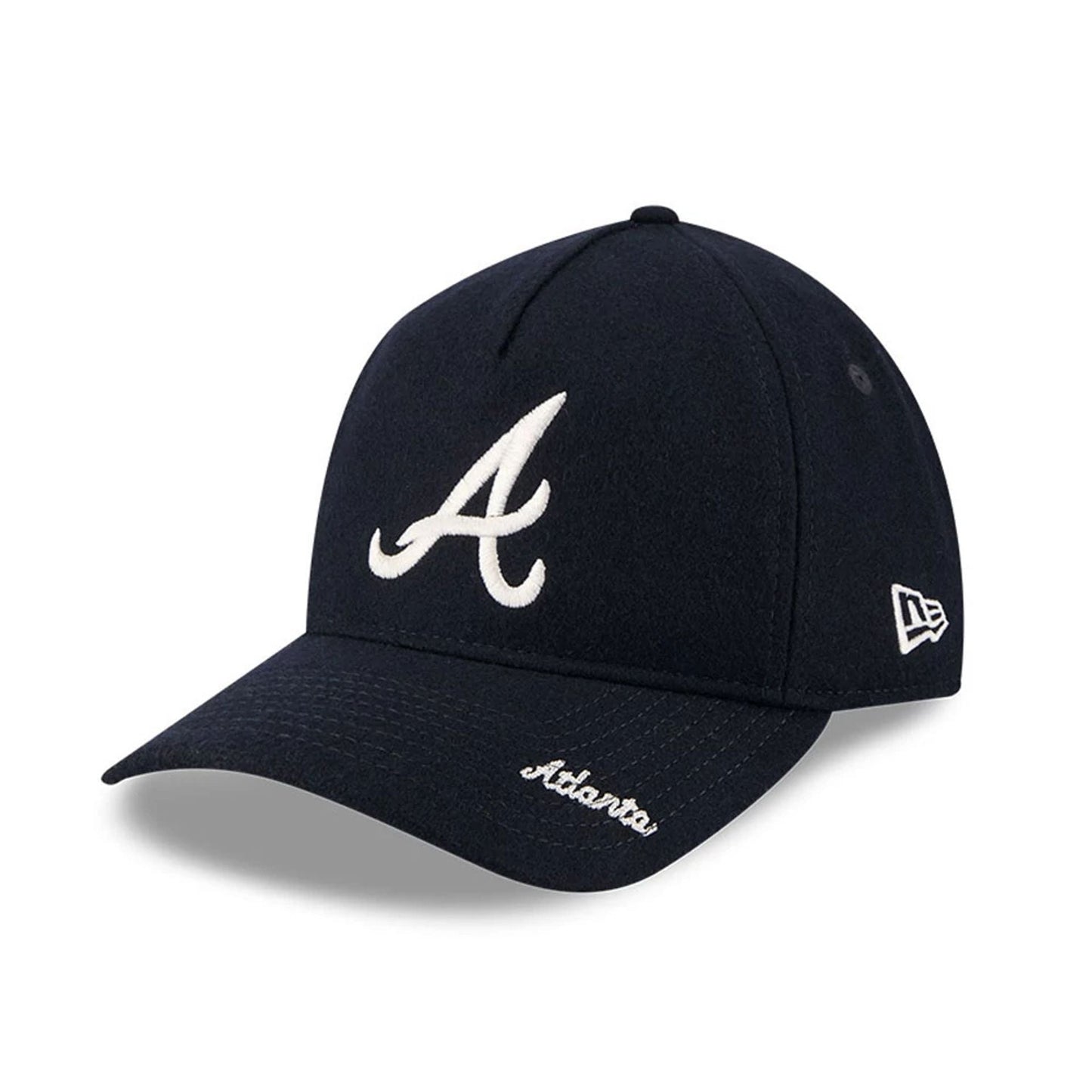 This is a Atlanta Braves Wool Letterman Navy 9TWENTY A-Frame Adjustable Cap 1
