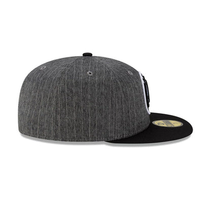This is a Brooklyn Nets Black Pinstripe 59FIFTY Fitted Cap 7