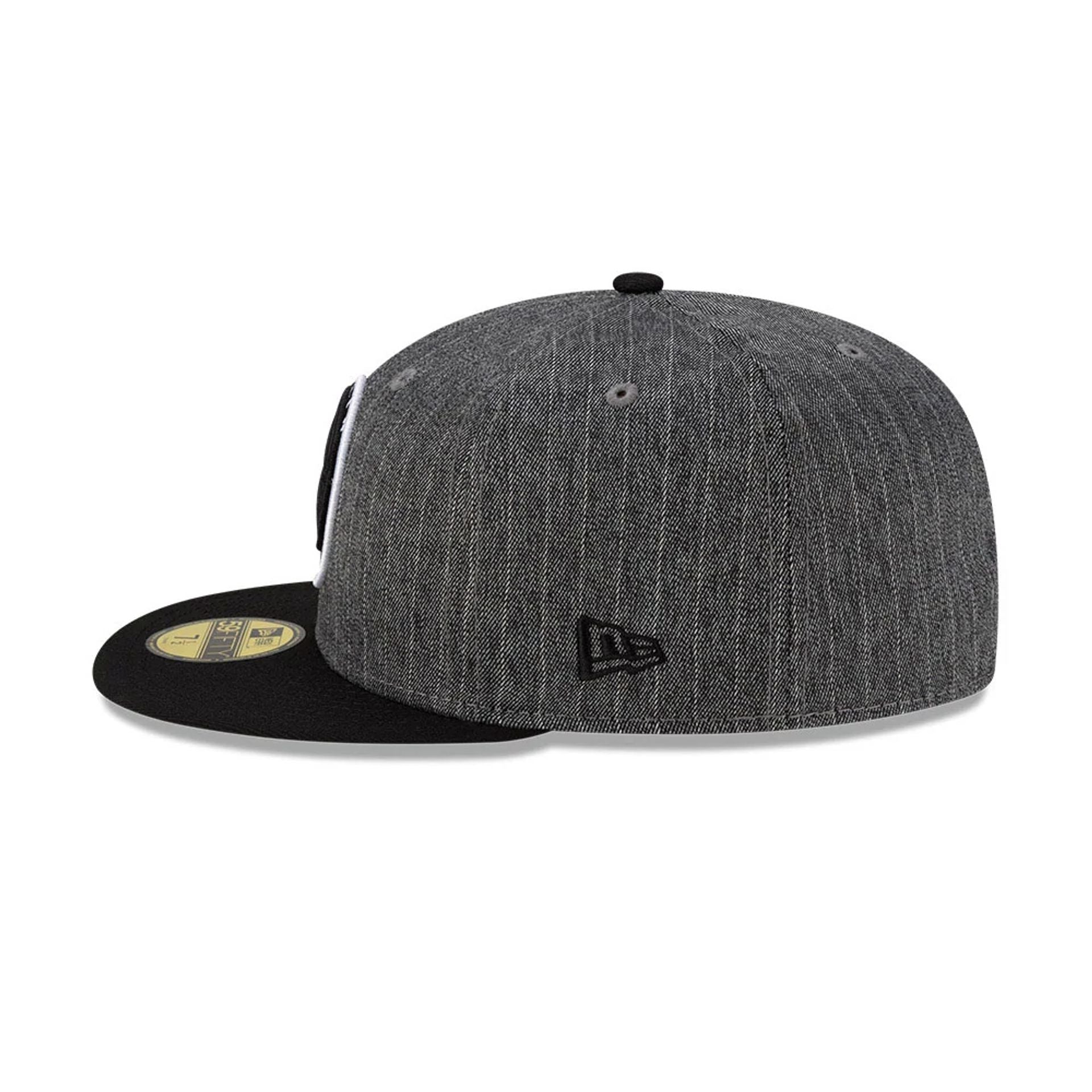 This is a Brooklyn Nets Black Pinstripe 59FIFTY Fitted Cap 6