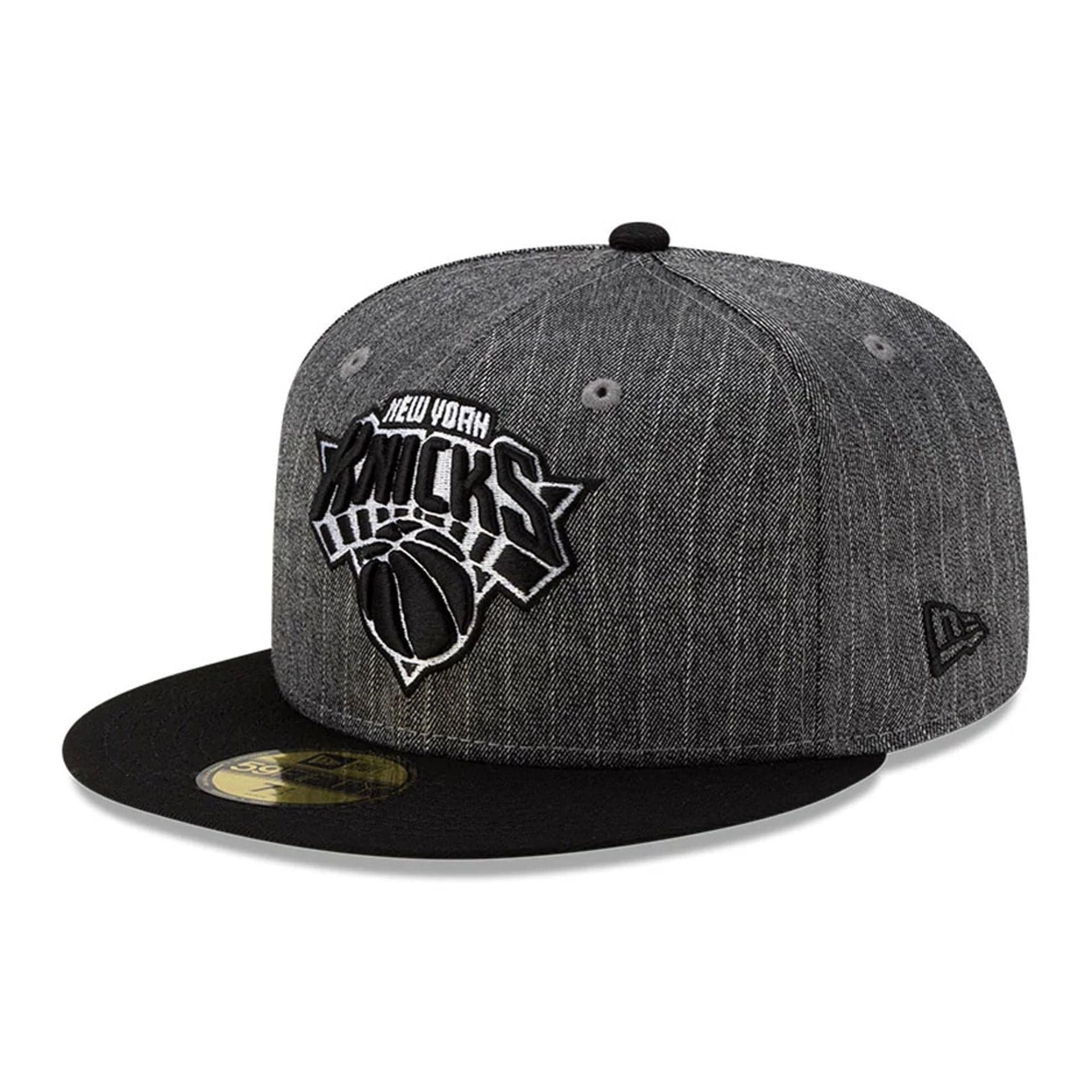 This is a New York Knicks Black Pinstripe 59FIFTY Fitted Cap 1