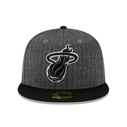This is a Miami Heat Black Pinstripe Black 59FIFTY Fitted Cap 3