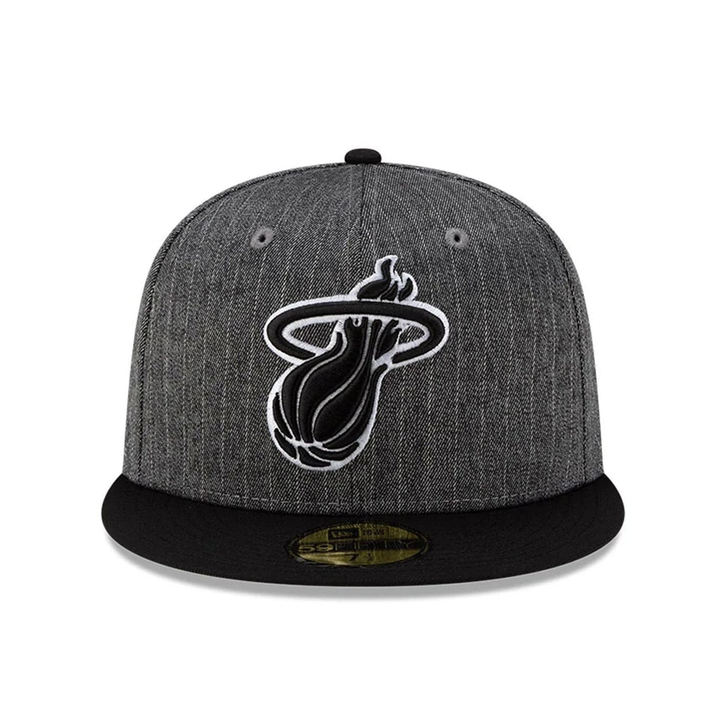 This is a Miami Heat Black Pinstripe Black 59FIFTY Fitted Cap 3