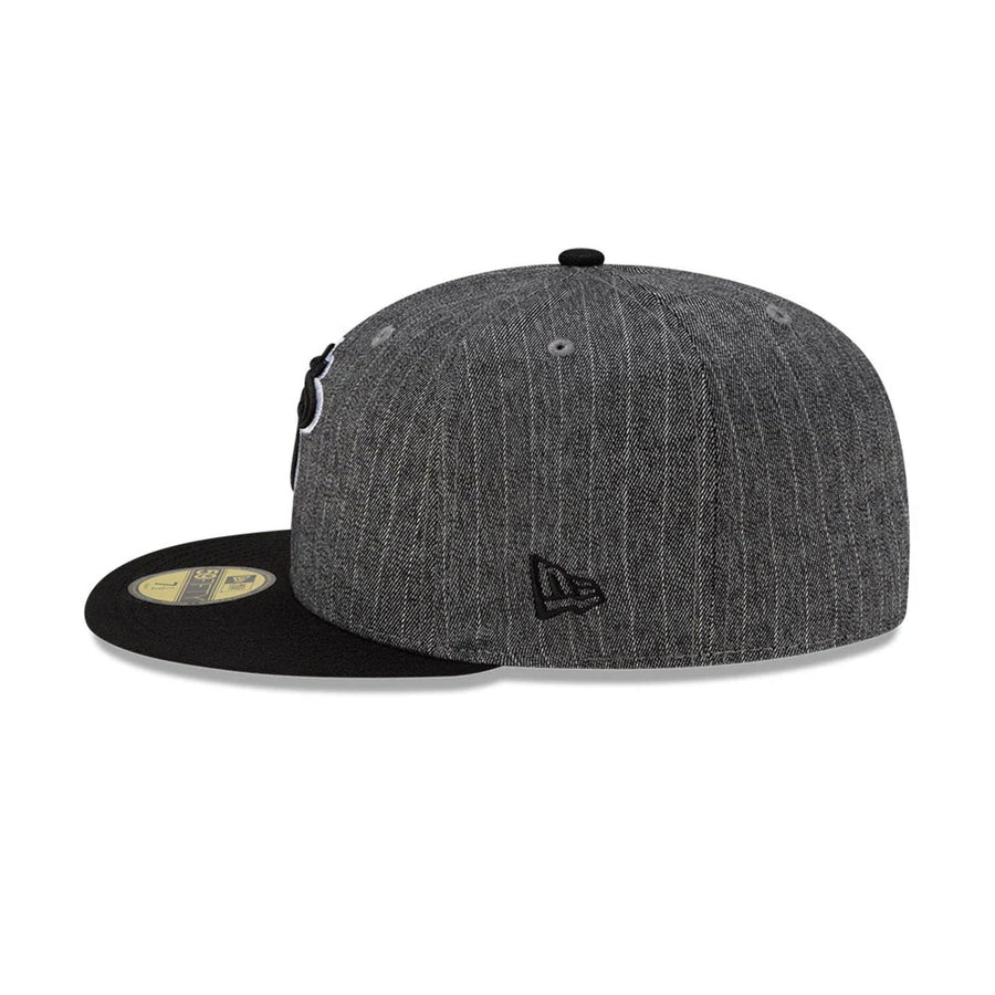 This is a Miami Heat Black Pinstripe Black 59FIFTY Fitted Cap 7