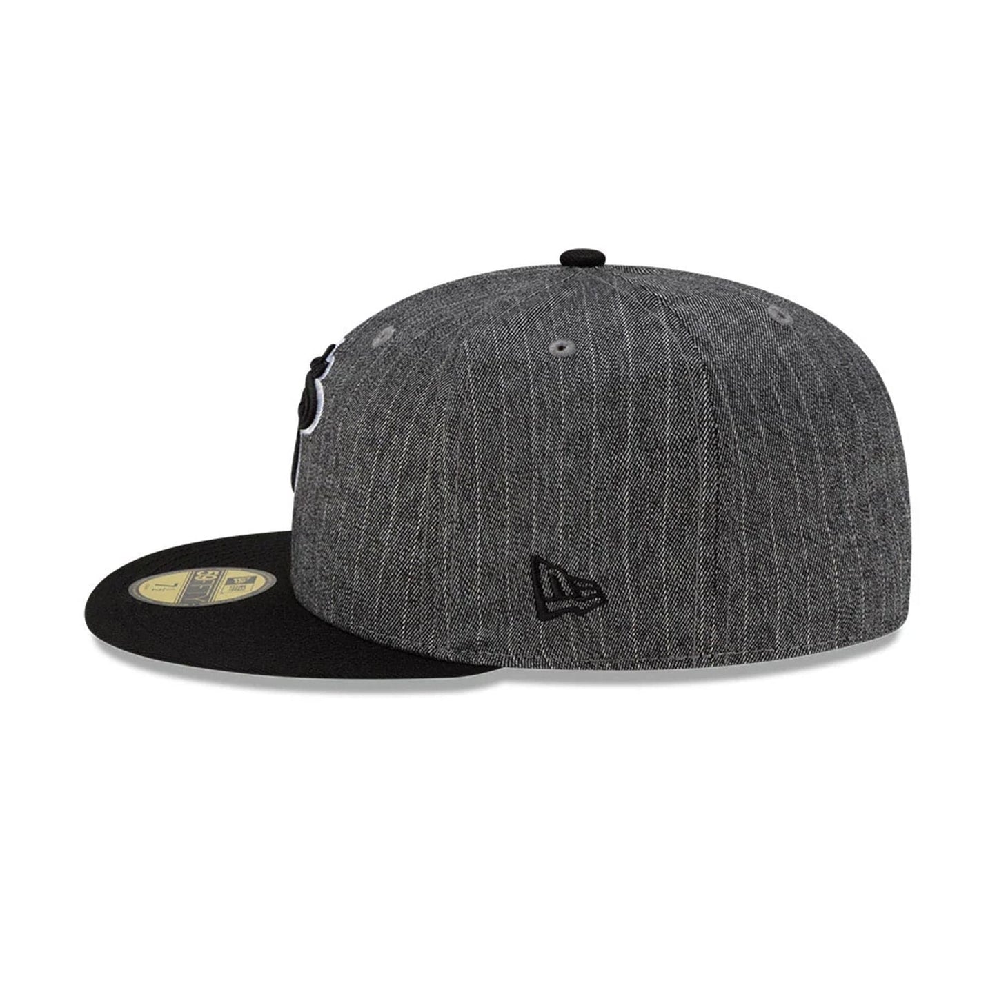 This is a Miami Heat Black Pinstripe Black 59FIFTY Fitted Cap 7