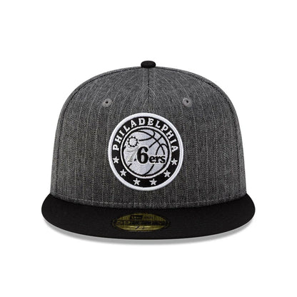 This is a Philadelphia 76ers Black Pinstripe 59FIFTY Fitted Cap 3
