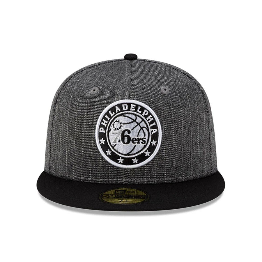 This is a Philadelphia 76ers Black Pinstripe 59FIFTY Fitted Cap 3