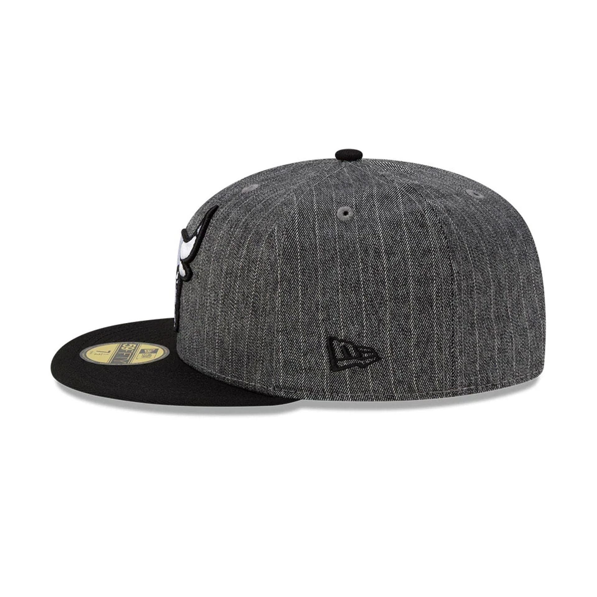 This is a Chicago Bulls Black Pinstripe 59FIFTY Fitted Cap 6