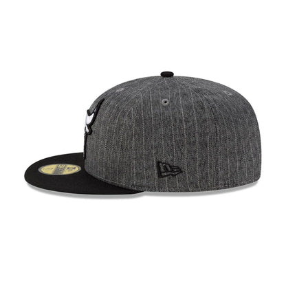 This is a Chicago Bulls Black Pinstripe 59FIFTY Fitted Cap 6
