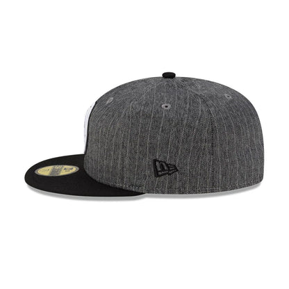 This is a Denver Nuggets Black Pinstripe 59FIFTY Fitted Cap 6